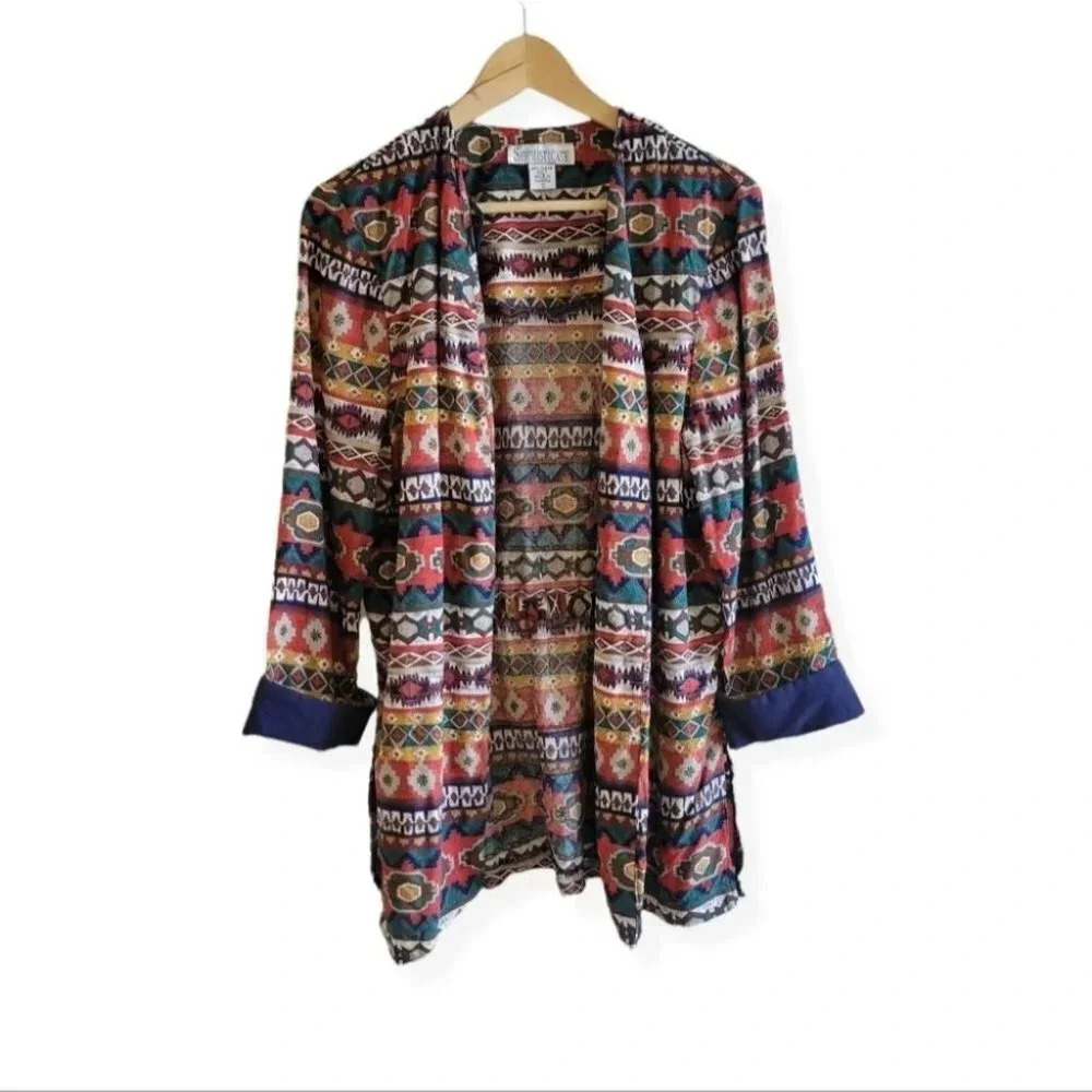 Aztec Geo Print Cardigan Jacket